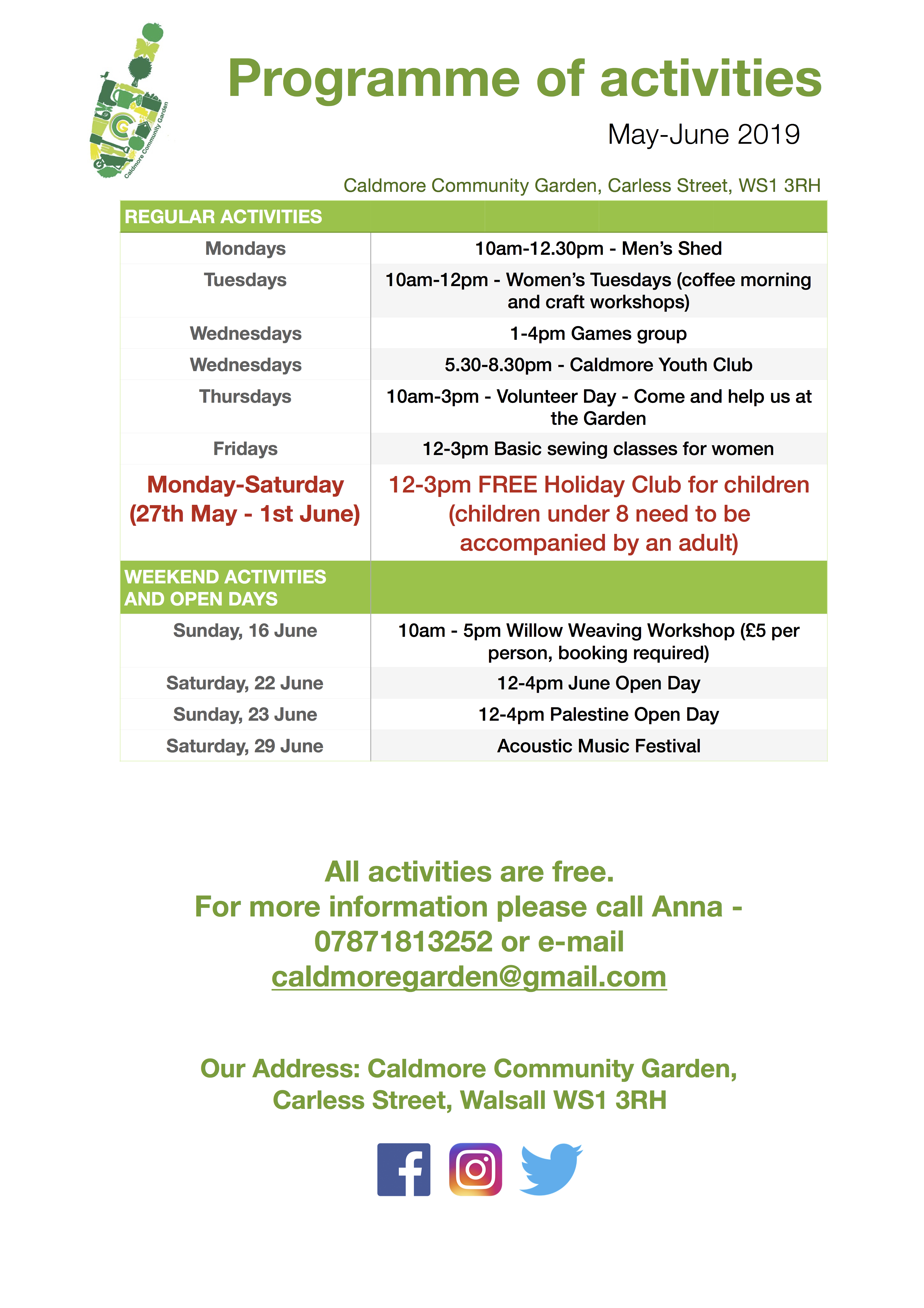 Garden activities programme